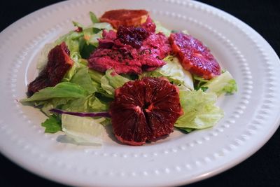 Close-up of strawberries in plate