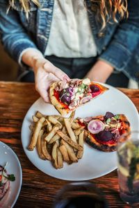 Midsection of man having food