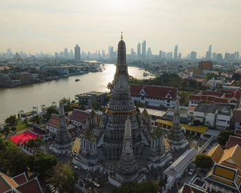 High angle view of buildings in city