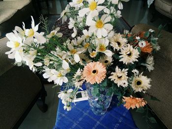 High angle view of flowers in vase