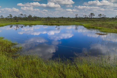 Scenic view of lake against sky