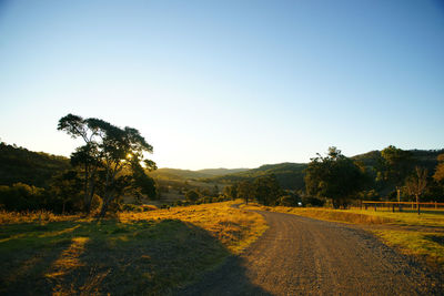 Scenic view of landscape against clear blue sky