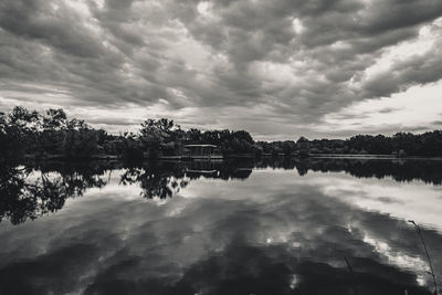 Scenic view of lake against sky