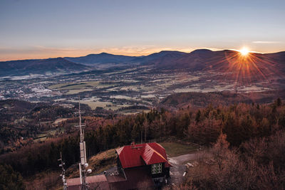 Morning force of the sun awakens the landscape to life on velky ondrejnik mountain