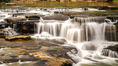 View of waterfall in forest