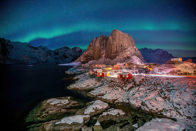 Scenic view of sea against sky at night