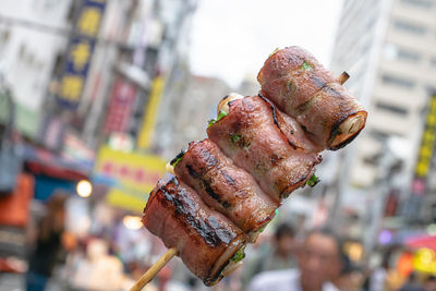 Taiwanese traditional barbecue bbq food at night market in taiwan.