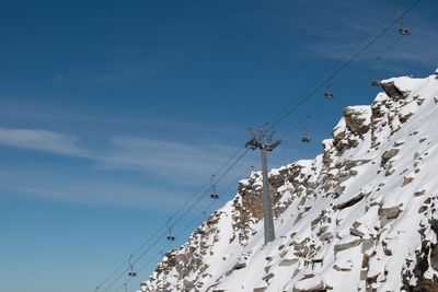 Hintertux glacier old chairlift on a sunny day