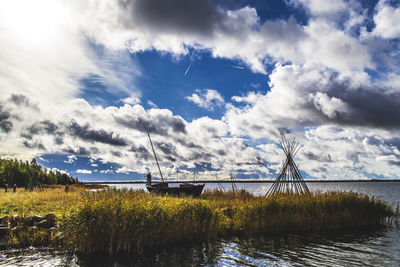 Scenic view of lake against sky