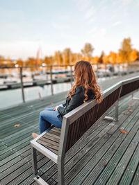 Woman sitting on bench