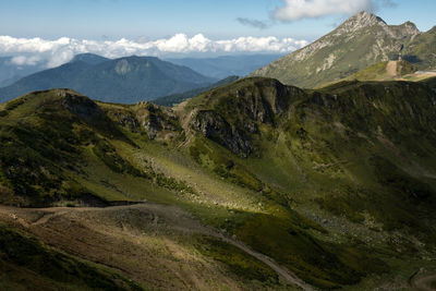 Scenic view of mountains against sky