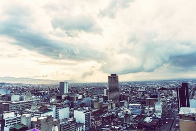 High angle view of cityscape against sky