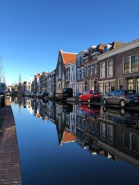 Reflection of buildings in water dutch city 