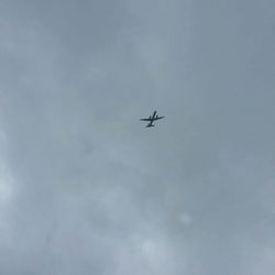 Low angle view of airplane flying in sky