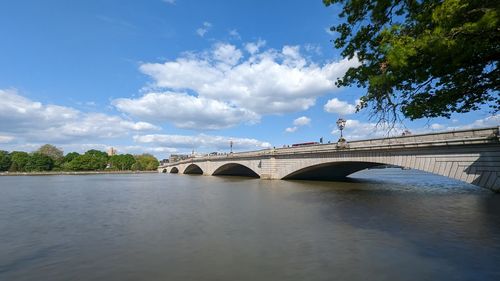 Bridge over river against sky