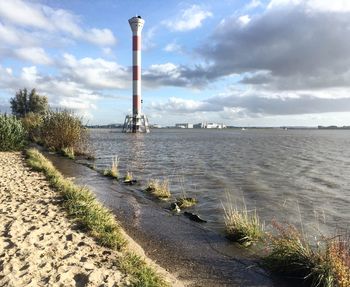 View of sea against cloudy sky