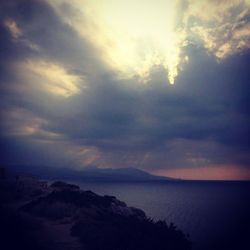 Scenic view of sea against cloudy sky