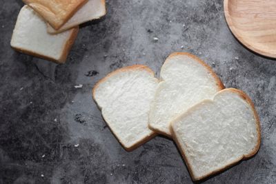 High angle view of heart shape bread