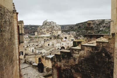 High angle view of buildings in city