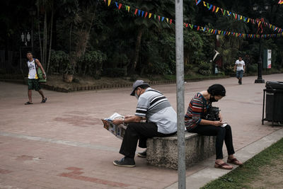 People sitting in park