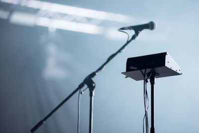 Close-up of microphone on stage