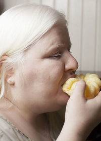 Close-up of girl eating ice cream