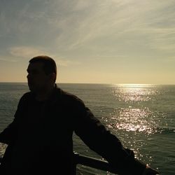 Scenic view of sea during sunset