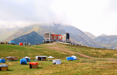 The massive russia-georgia friendship monument, gudauri town, georgia