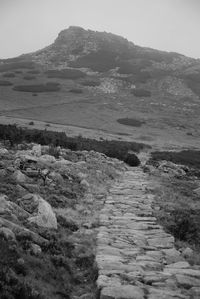 Scenic view of mountains against clear sky