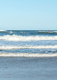 Scenic view of sea against clear sky