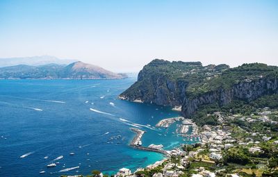 Scenic view of sea against blue sky