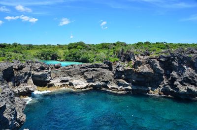 Scenic view of blue sea against sky