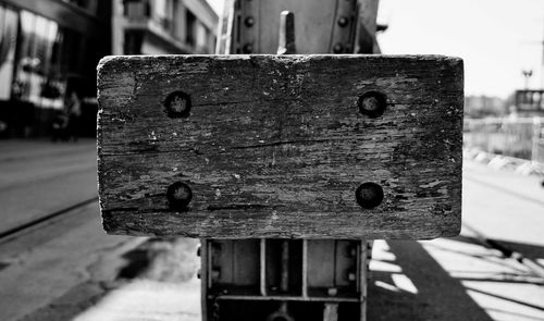 Close-up of old machine part