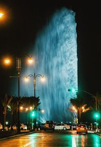 Illuminated street light at night