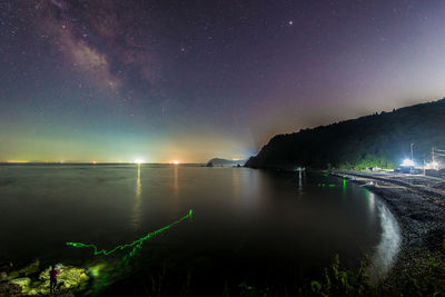 Night angler and the milky way