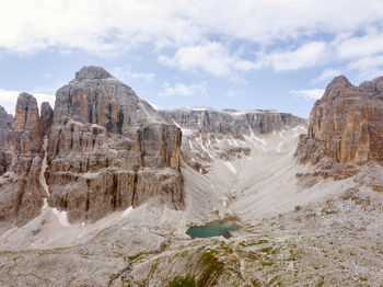 Panoramic view of rocky mountains against sky