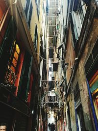 Low angle view of illuminated buildings in city