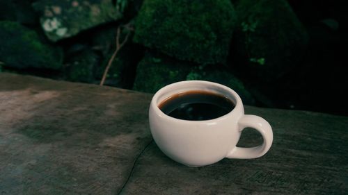 High angle view of coffee on table