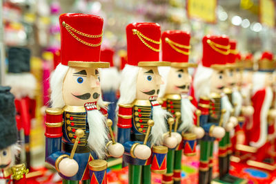Close-up of christmas decorations for sale