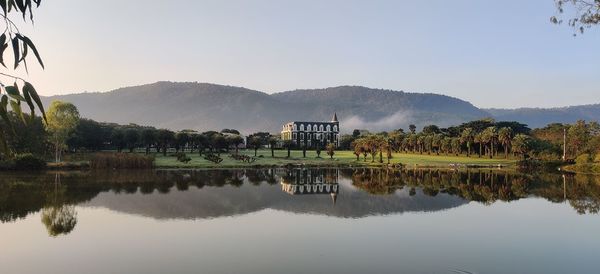 Scenic view of lake against sky