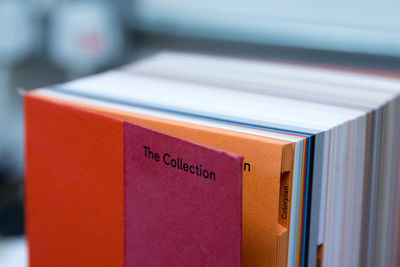 Close-up of books on table