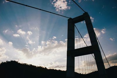 Low angle view of silhouette bridge against sky during sunset
