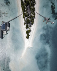 High angle view of snow covered landscape