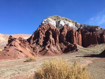 Rock formations on landscape against sky