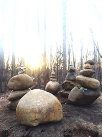 Close-up of rocks against sky