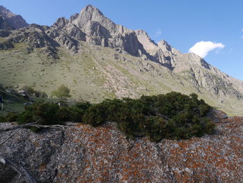 Scenic view of rocky mountains against sky