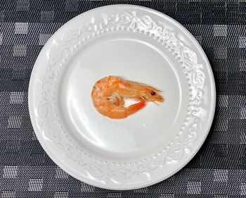 High angle view of served food in plate