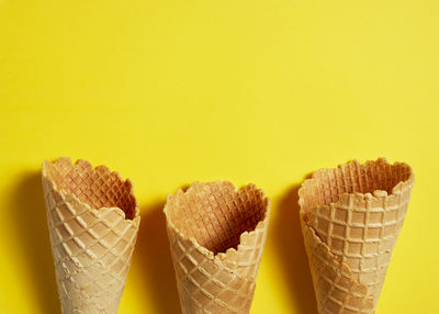 Close-up of ice cream against yellow background