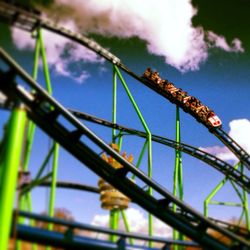 Low angle view of metallic structure against sky