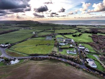 High angle view of rural landscape